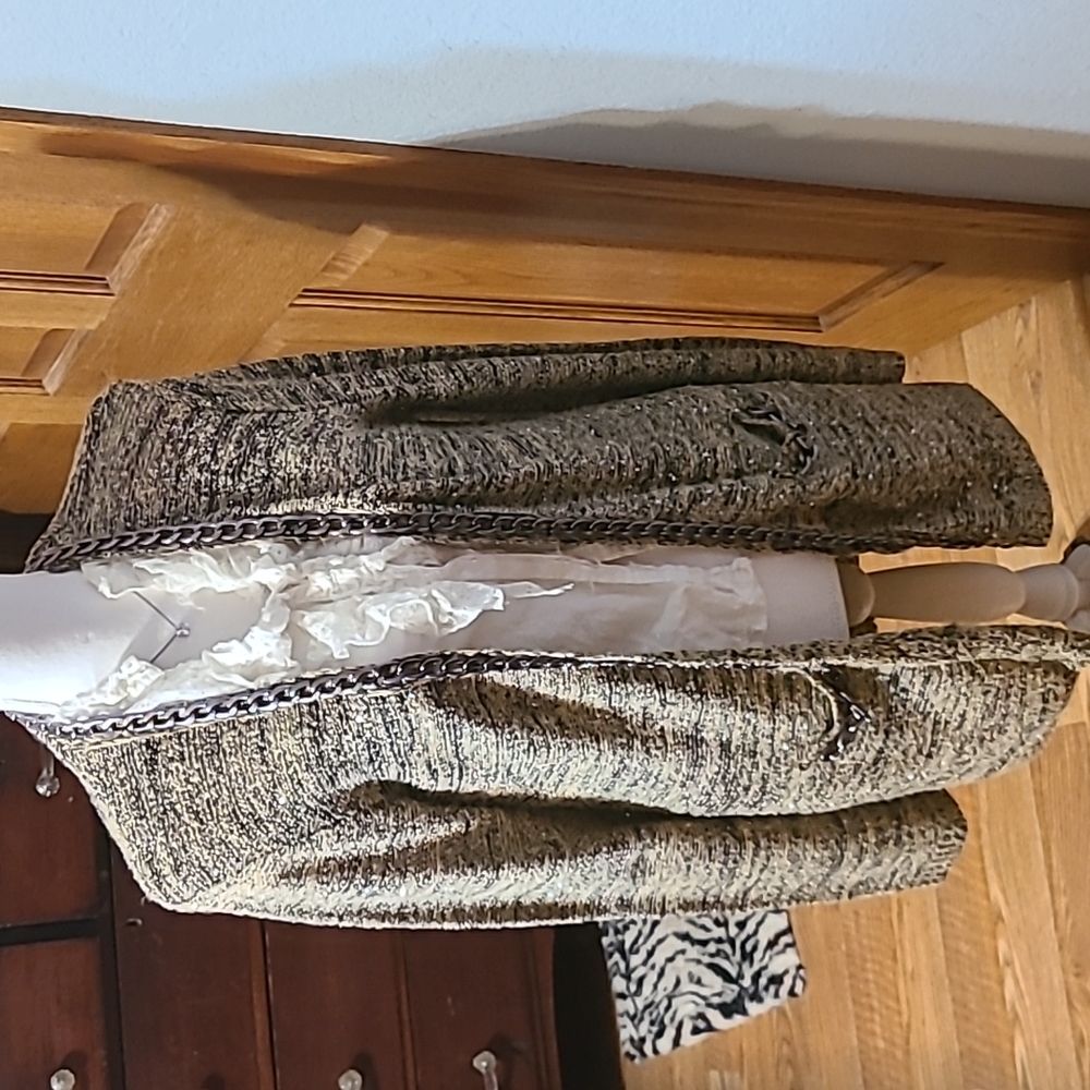 Sweater Cardigan,  sz L, Beige and black